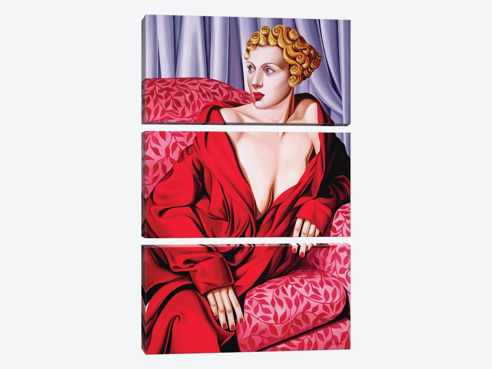 Red Kimono by Catherine Abel 3-piece Canvas Print