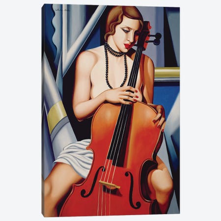 Woman With Cello Canvas Print #CAB32} by Catherine Abel Canvas Print