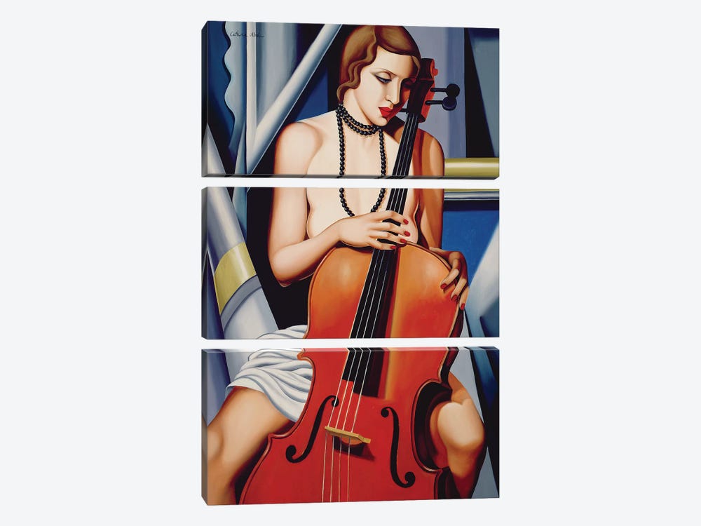 Woman With Cello by Catherine Abel 3-piece Canvas Art Print