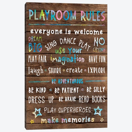 Playroom Rules Canvas Print #CAD11} by CAD Designs Art Print