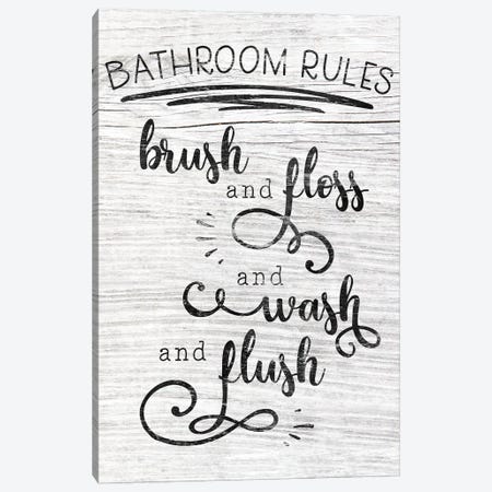 Bathroom Rules Canvas Print #CAD12} by CAD Designs Art Print