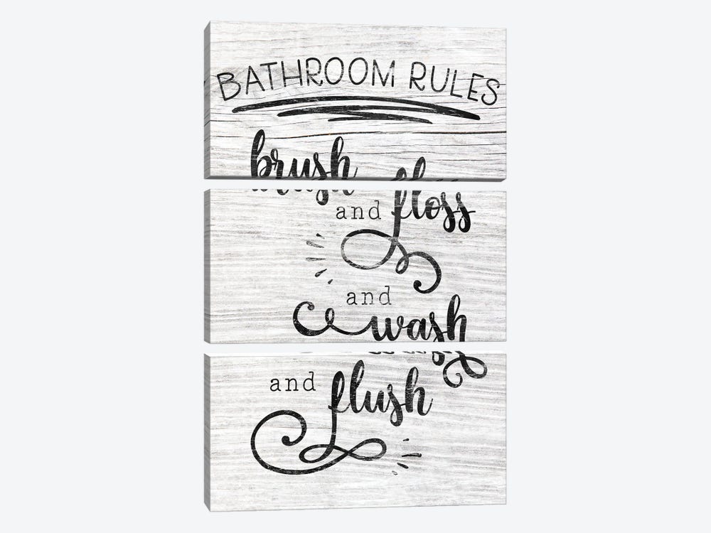 Bathroom Rules by CAD Designs 3-piece Art Print