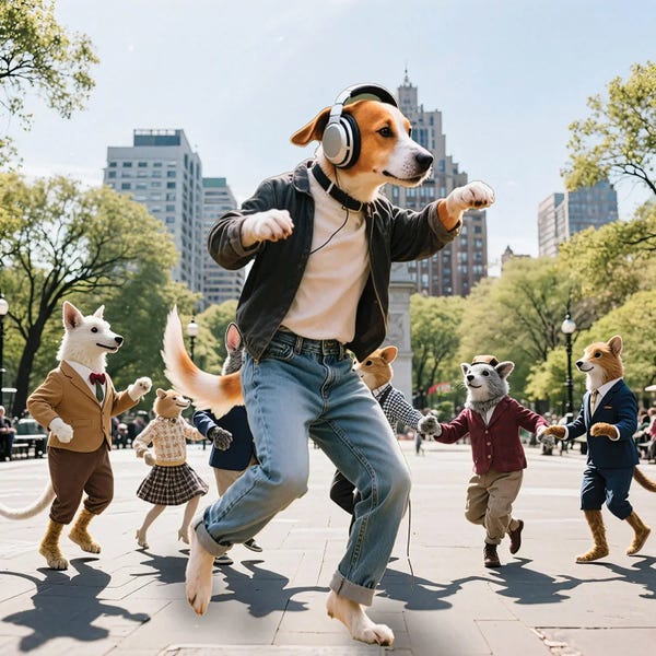 Dog Dancing In Washington Square Park