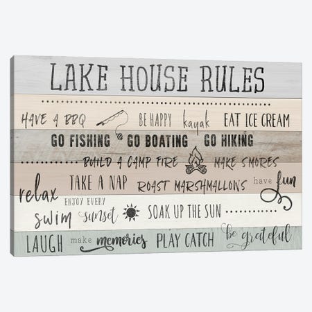 Lake House Rules Canvas Print #CAD29} by CAD Designs Canvas Wall Art