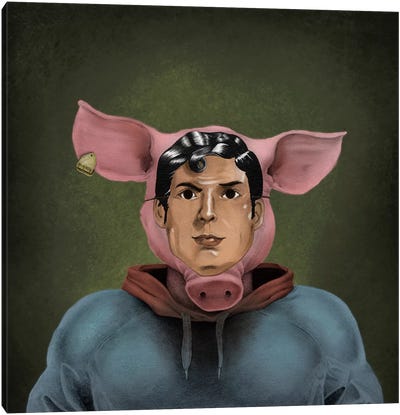 Superhumanized Pig Canvas Art Print