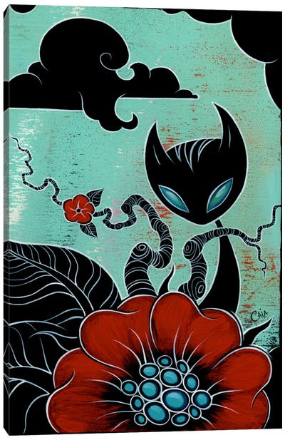 Hidden Canvas Art Print - Black Cat Art