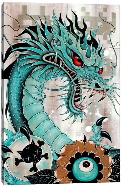 Detail Of Dragon's Head, Liberty & Blaze Canvas Art Print - Bestiary