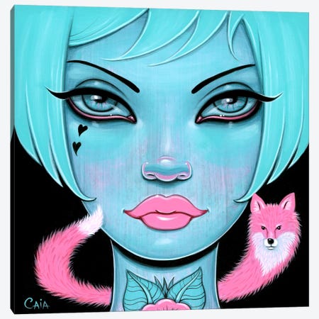 Pink Fox, Blue You Canvas Print #CAI35} by Caia Koopman Canvas Art Print