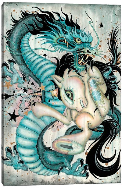 Epic Battle Canvas Art Print - Dragon Art