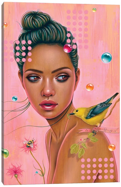Fern Goldfinch Canvas Art Print - Finch Art