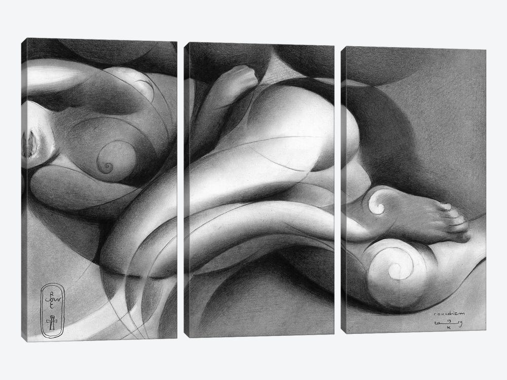 Roundism XXXXI by Corné Akkers 3-piece Canvas Wall Art