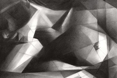 Cubistic Nude I by Corné Akkers acrylic art print