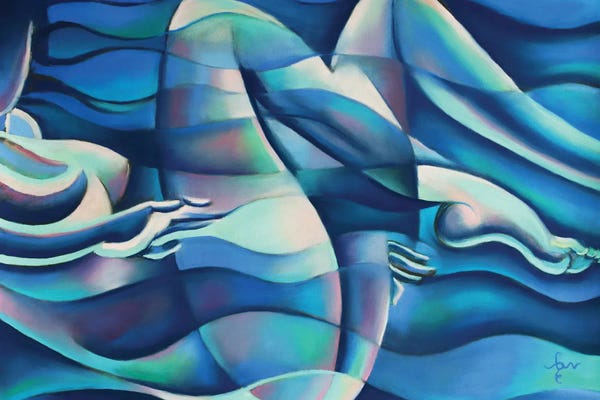 All Things Picasso: Free Floating Blue Wave Nude by Corné Akkers