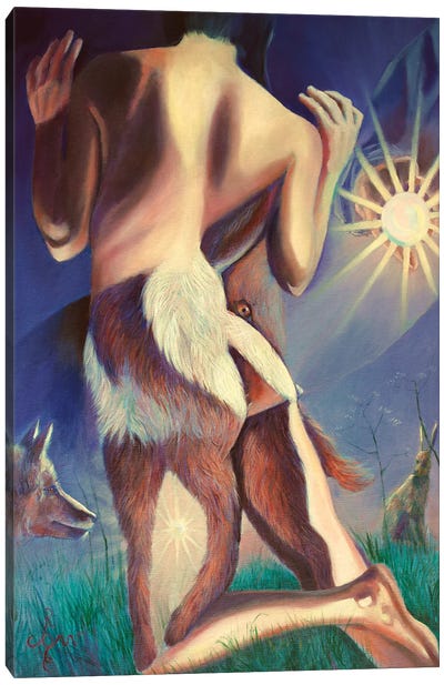 Fox the Fox - IV-V-XX Canvas Art Print - Blue Nude Collection