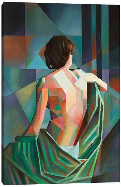 Homage To Eugène Durieu's Seated Female Nude Canvas Art Print - Art Deco