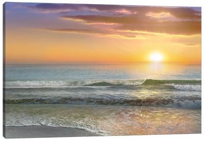 Dawn Rays Canvas Art Print - 3-Piece Beach Art