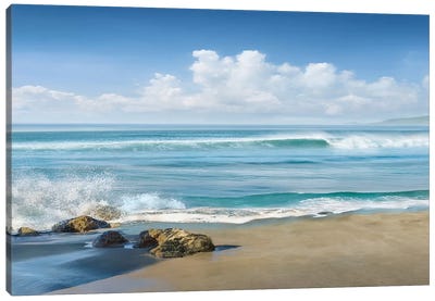 Sweeping Blue Canvas Art Print - Sandy Beach Art