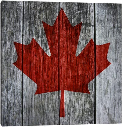 Canadian Flag Red Maple Leaf Canvas Art Print - North American Culture