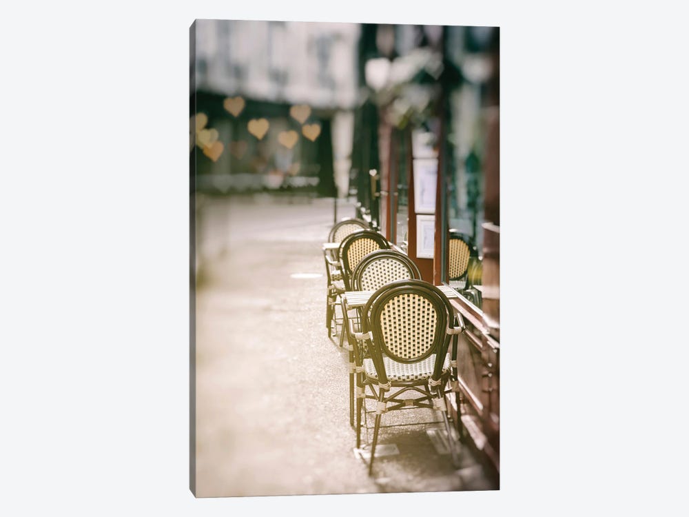 Cafe Chairs on Quiet Village Street by Carina Okula 1-piece Canvas Print