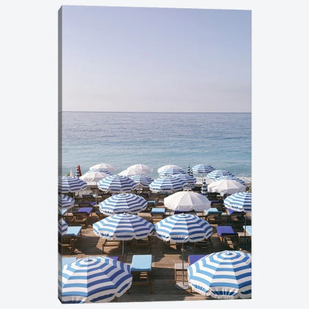 French Riviera Sea Stripes Canvas Print #CAO209} by Carina Okula Art Print