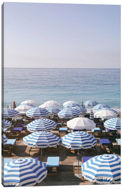 French Riviera Sea Stripes Canvas Art Print