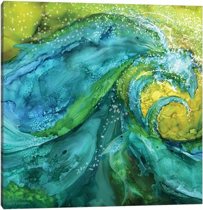 Dolphin Waves Canvas Art Print - Abstract Watercolor Art