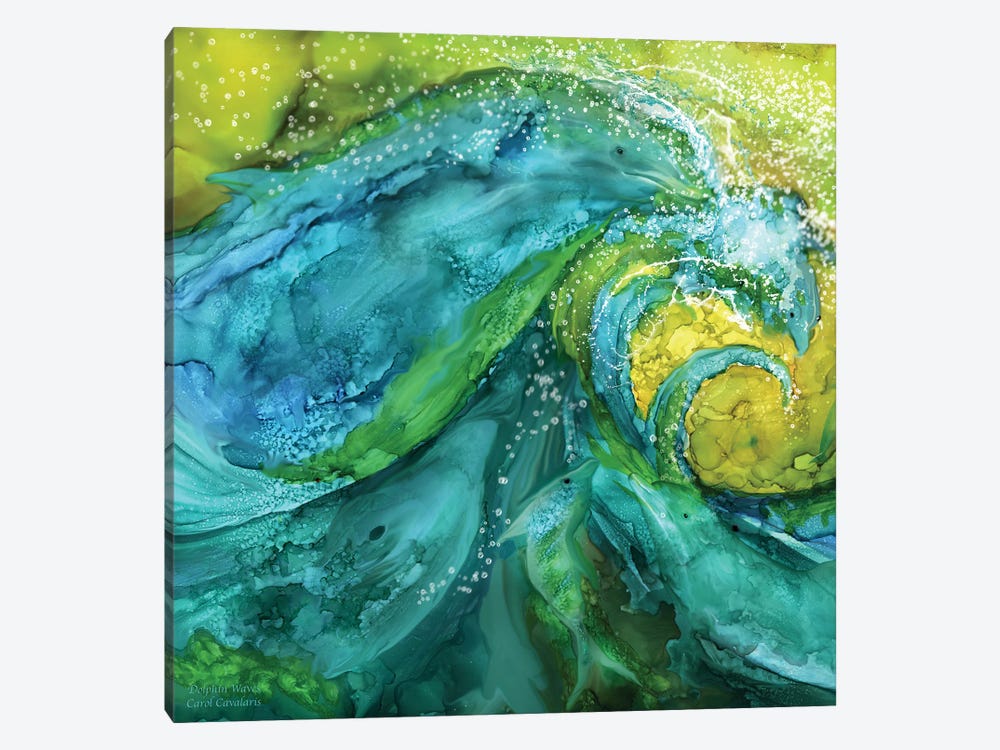 Dolphin Waves by Carol Cavalaris 1-piece Canvas Artwork