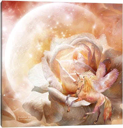 Enchanted Rose Canvas Art Print - Unicorn Art