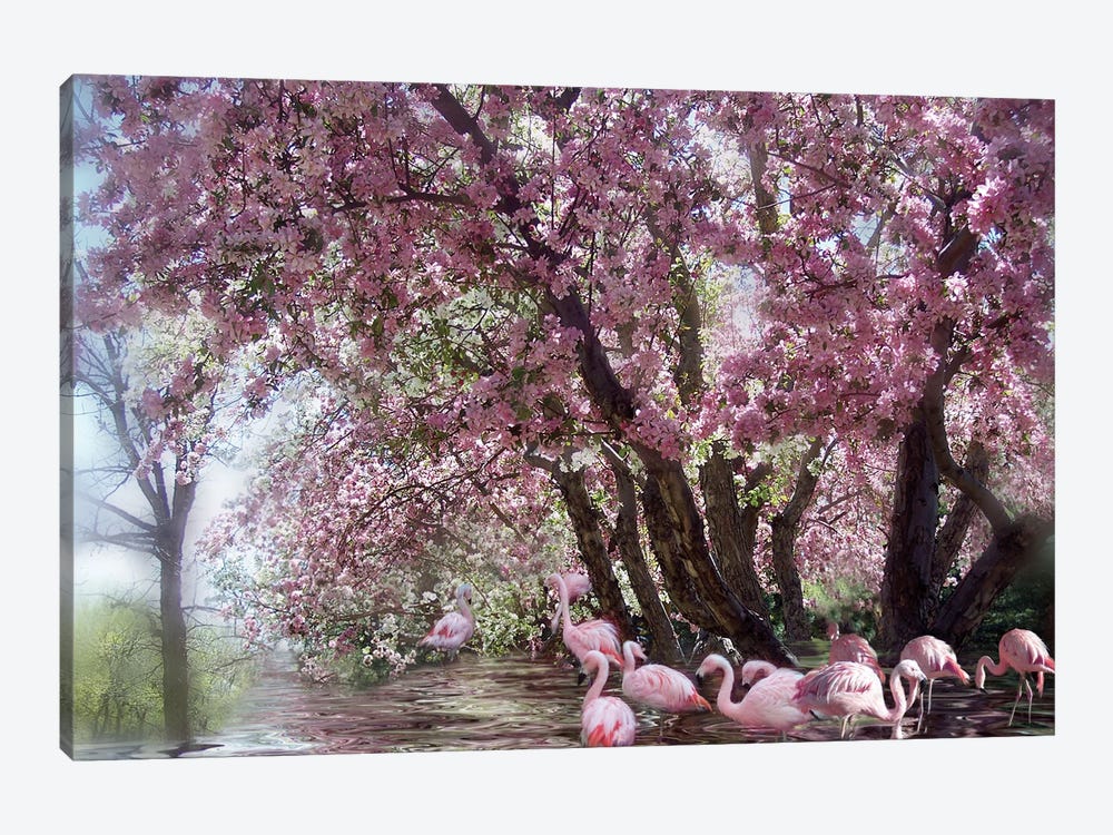 Flamingo Lagoon by Carol Cavalaris 1-piece Art Print