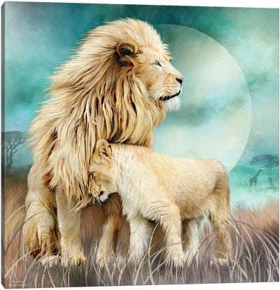 Lion Family - Protection Canvas Art Print - Carol Cavalaris