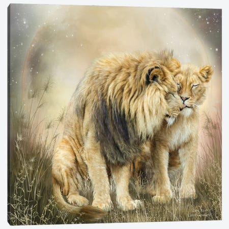Lion Kiss Canvas Print #CAV24} by Carol Cavalaris Canvas Art Print