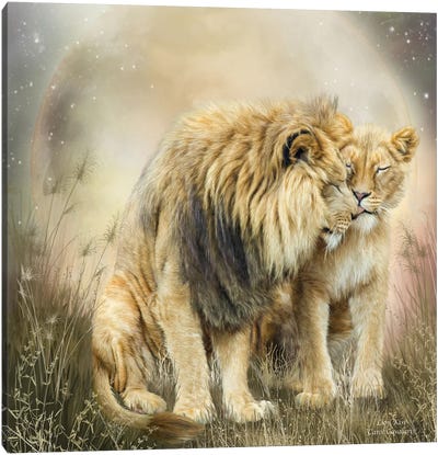 Lion Kiss Canvas Art Print - Carol Cavalaris