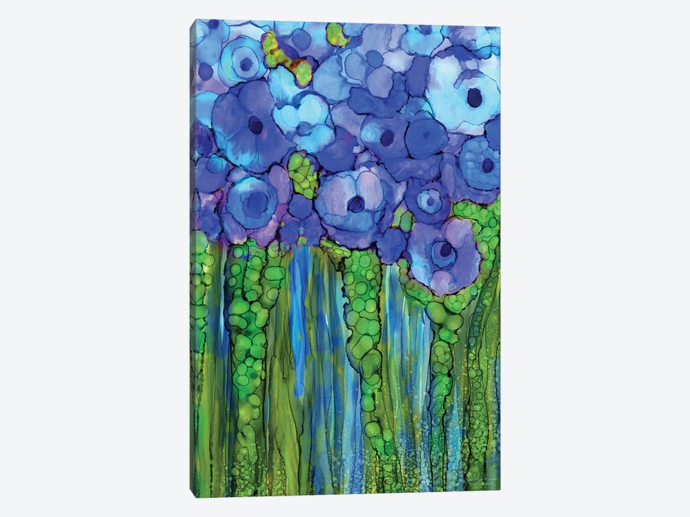 Poppy Bloomies - Blue by Carol Cavalaris 1-piece Canvas Print