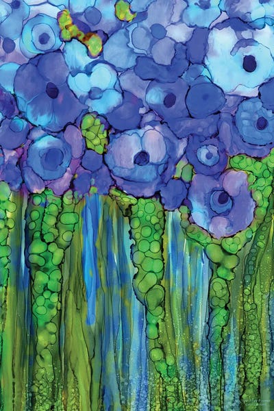 Abstract Floral & Botanical: Poppy Bloomies - Blue by Carol Cavalaris