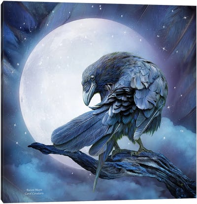 Raven Moon Canvas Art Print - Raven Art