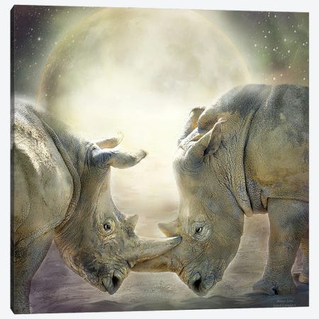 Rhino Love Canvas Print #CAV32} by Carol Cavalaris Art Print