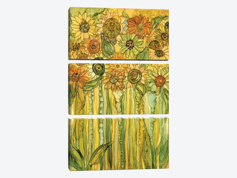 Sunflower Garden Bloomies by Carol Cavalaris 3-piece Canvas Artwork
