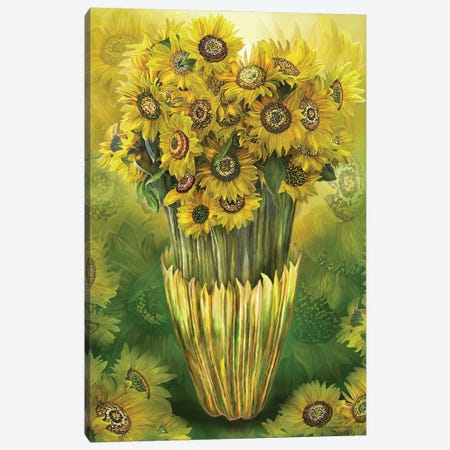 Tall Sunflower In Vase Canvas Print #CAV39} by Carol Cavalaris Canvas Art Print