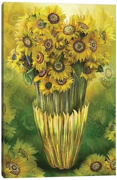 Tall Sunflower In Vase Canvas Art Print - Carol Cavalaris