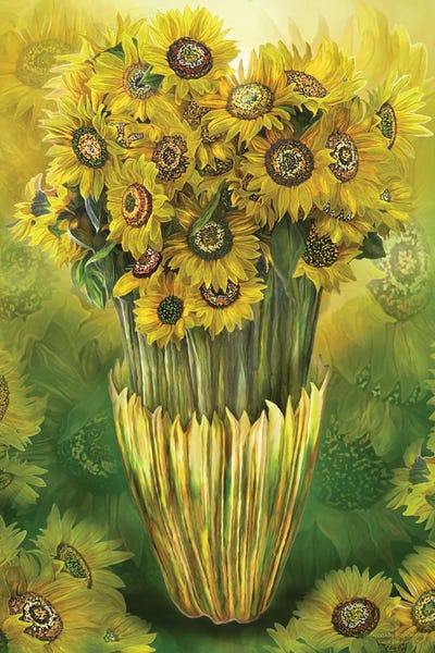 Van Gogh's Sunflowers Collection: Tall Sunflower In Vase by Carol Cavalaris