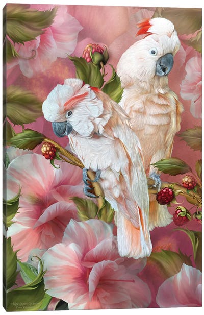 Tropic Spirits - Cockatoo Canvas Art Print - Hibiscus Art