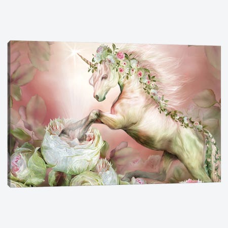 Unicorn And A Rose Canvas Print #CAV41} by Carol Cavalaris Canvas Art
