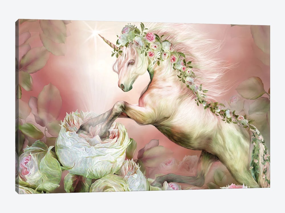 Unicorn And A Rose by Carol Cavalaris 1-piece Canvas Art Print