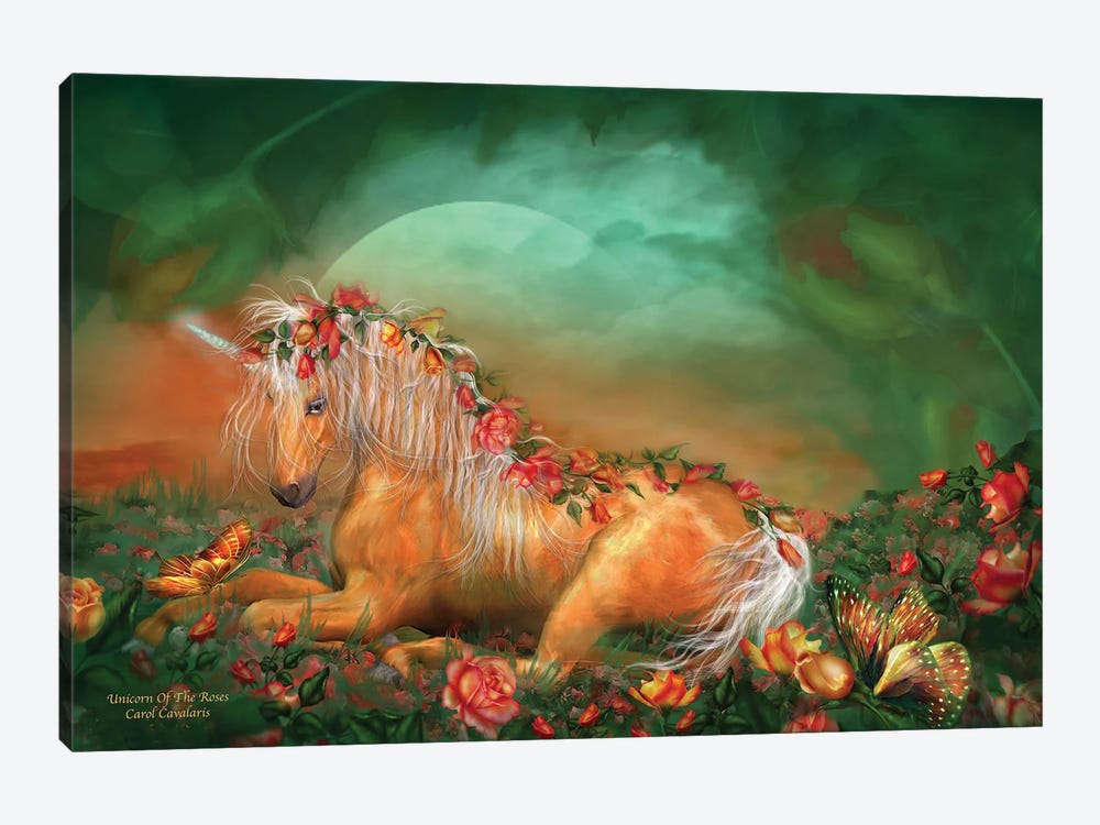 Unicorn Of The Roses by Carol Cavalaris 1-piece Canvas Print