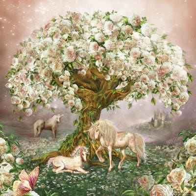 Unicorn Rose Tree by Carol Cavalaris canvas print