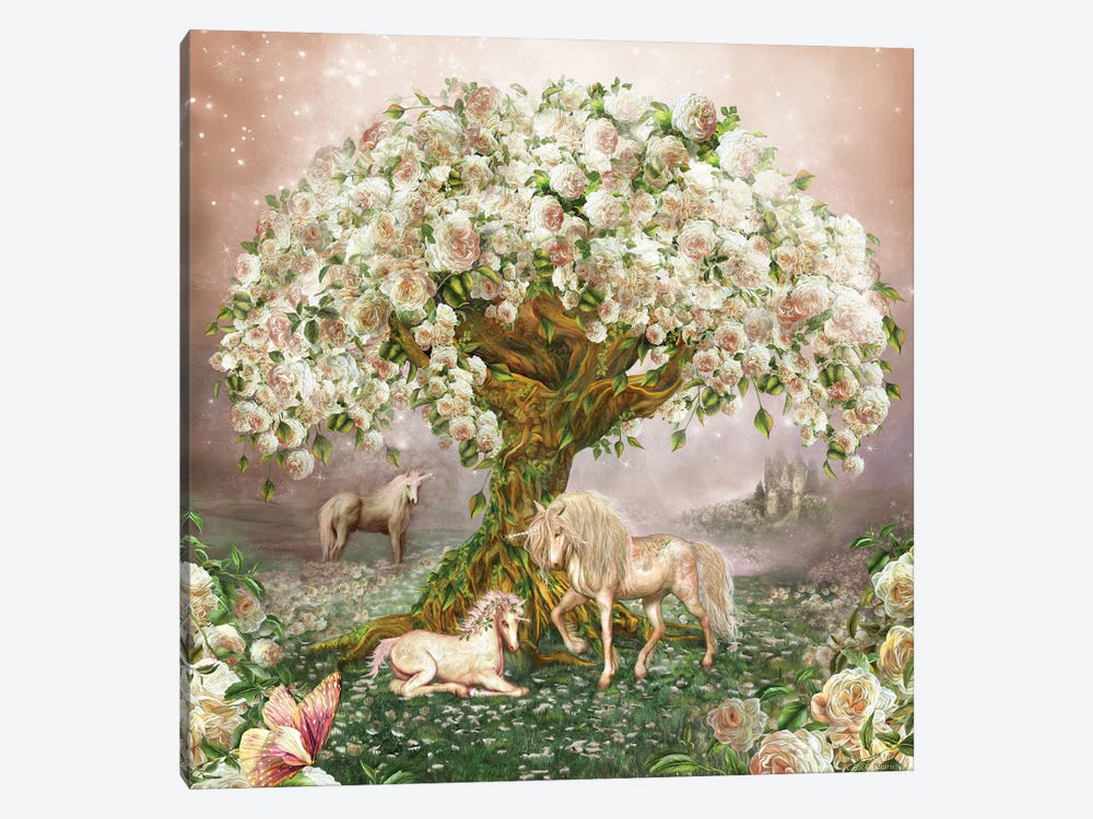 Unicorn Rose Tree by Carol Cavalaris 1-piece Canvas Art