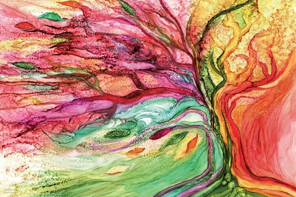 Abstract Watercolors: Rainbow Tree by Carol Cavalaris