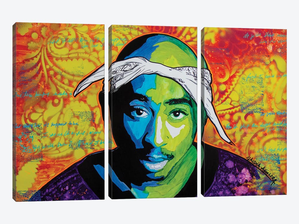 Tupac 123 by Claudia Aguilera 3-piece Canvas Art Print