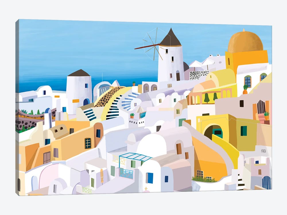 Greek Buildings I by Carla Daly 1-piece Canvas Art Print