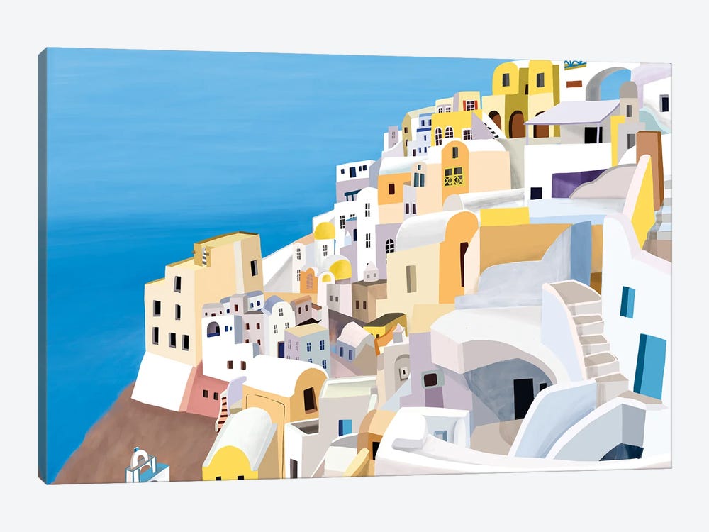 Greek Buildings II by Carla Daly 1-piece Canvas Wall Art